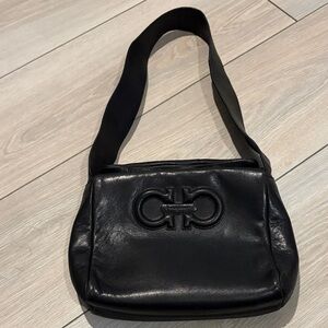 Salvatore Ferragamo Black Leather Shoulder Bag